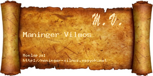 Maninger Vilmos névjegykártya